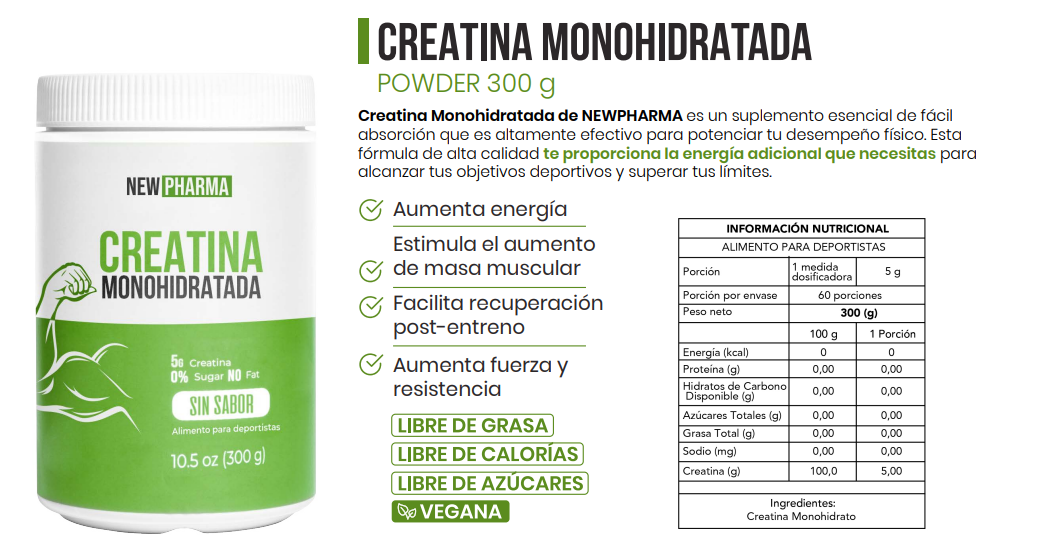 CREATINE MONOHYDRATE POWDER | 300 GR | NEWPHARMA