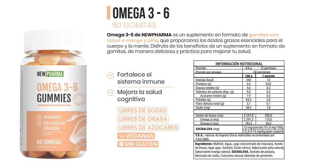 OMEGA 3-6 GUMMIES | 60 UNITS | NEWPHARMA
