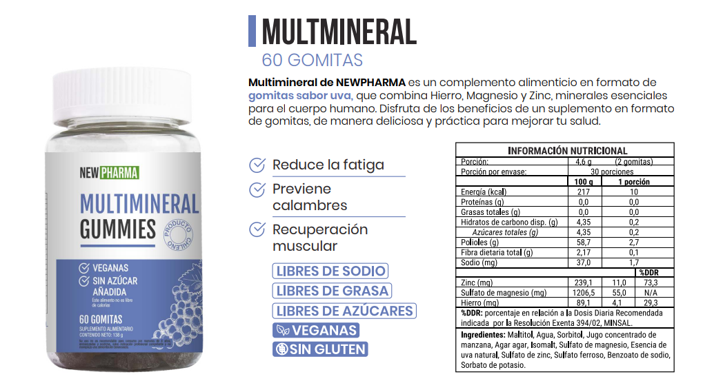 MULTIMINERAL GUMMIES | 60 UNITS | NEWPHARMA