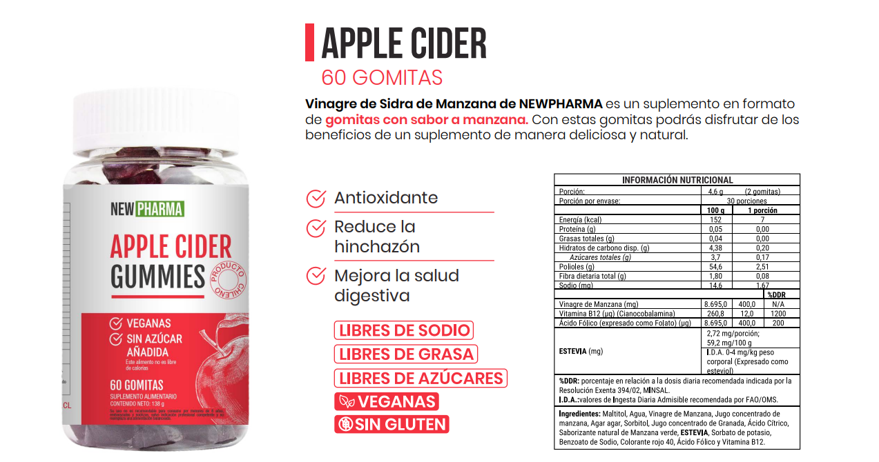 APPLE CIDER VINEGAR GUMMIES | 60 UNITS | NEWPHARMA