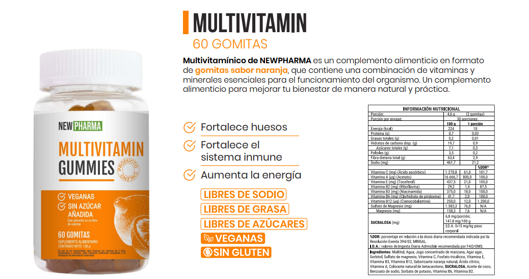 MULTIVITAMIN GUMMIES | 60 UNITS | NEWPHARMA