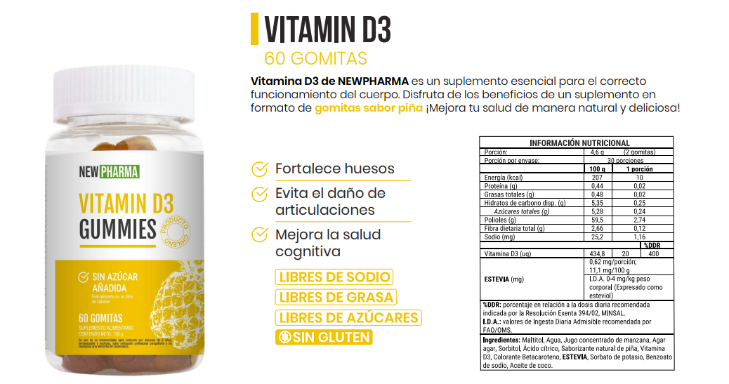 VITAMIN D3 GUMMIES | 60 UNITS | NEWPHARMA